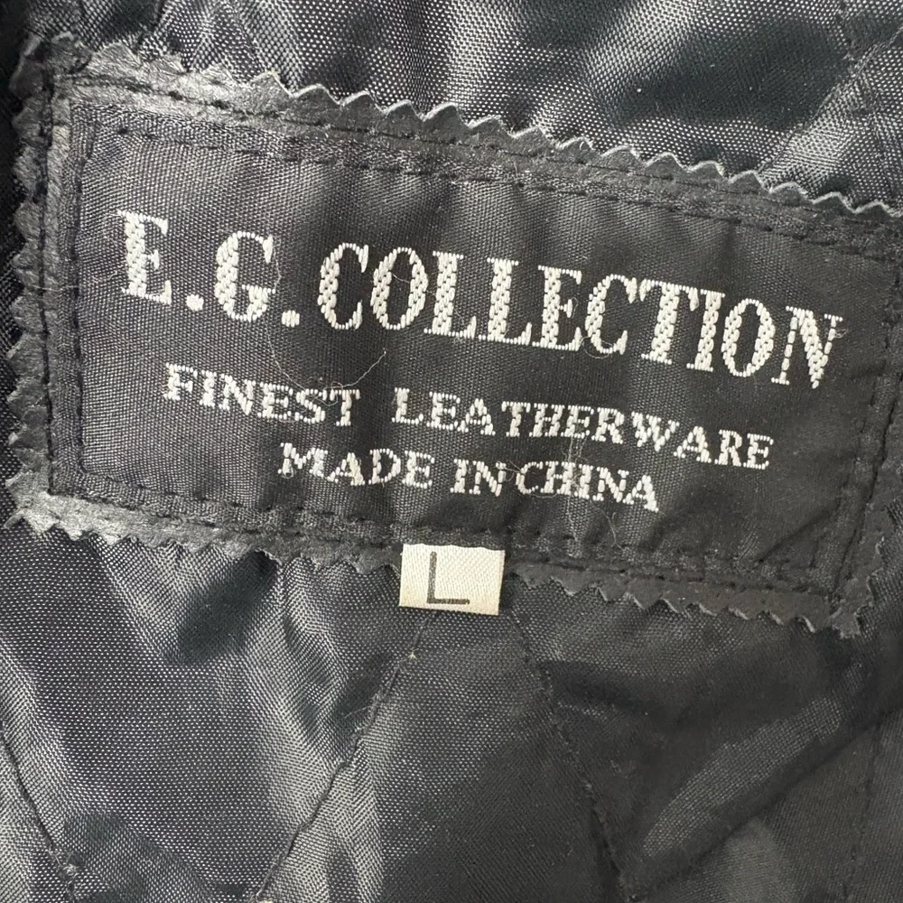 Vintage E.G. Collection Men's Black Leather Jacket with Las Vegas Logo